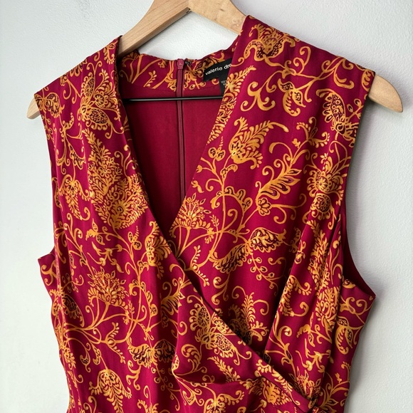 Valerie Silk Dress 12 Floral Long 90s Maroon Paisley Sleeveless Indie Old Money - Picture 6 of 13